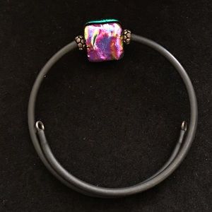 Dichroic Glass & Rubber Bracelet